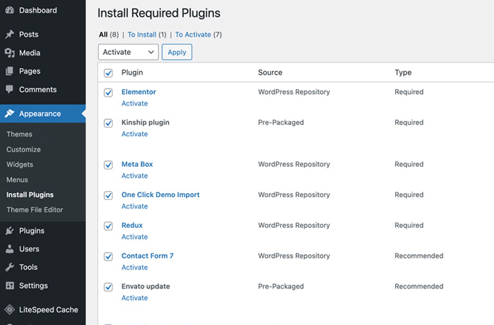 Activate plugins