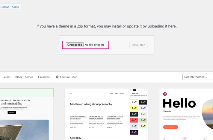 Install theme