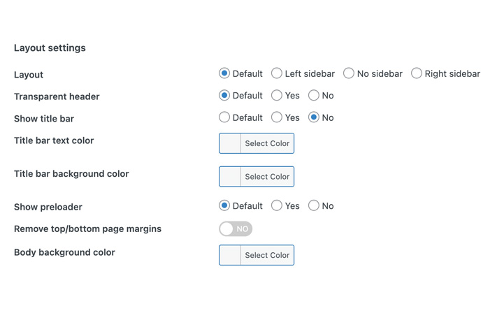Layout Settings